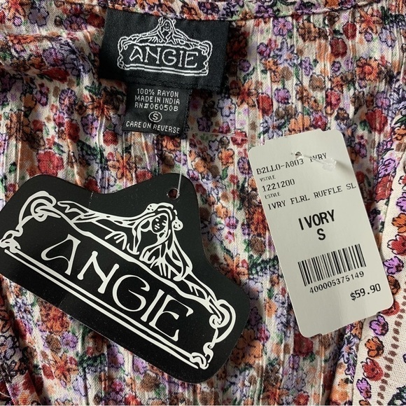 Angie Short Sleeve Surplice Floral Printed Tie Woven Top S Liberty floral - Picture 8 of 8